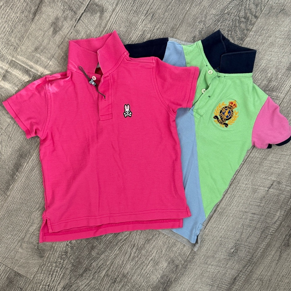 Lot of 2 top Psycho Bunny Boy’s Polo and a Polo Ralph Lauren Cotton Polo sz 6